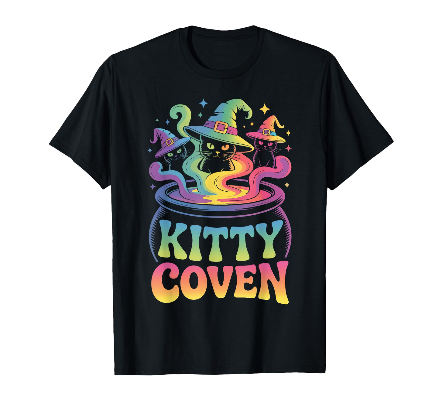 Kitty Coven Adorable Witch Cats, Magical Cauldron Halloween T-Shirt