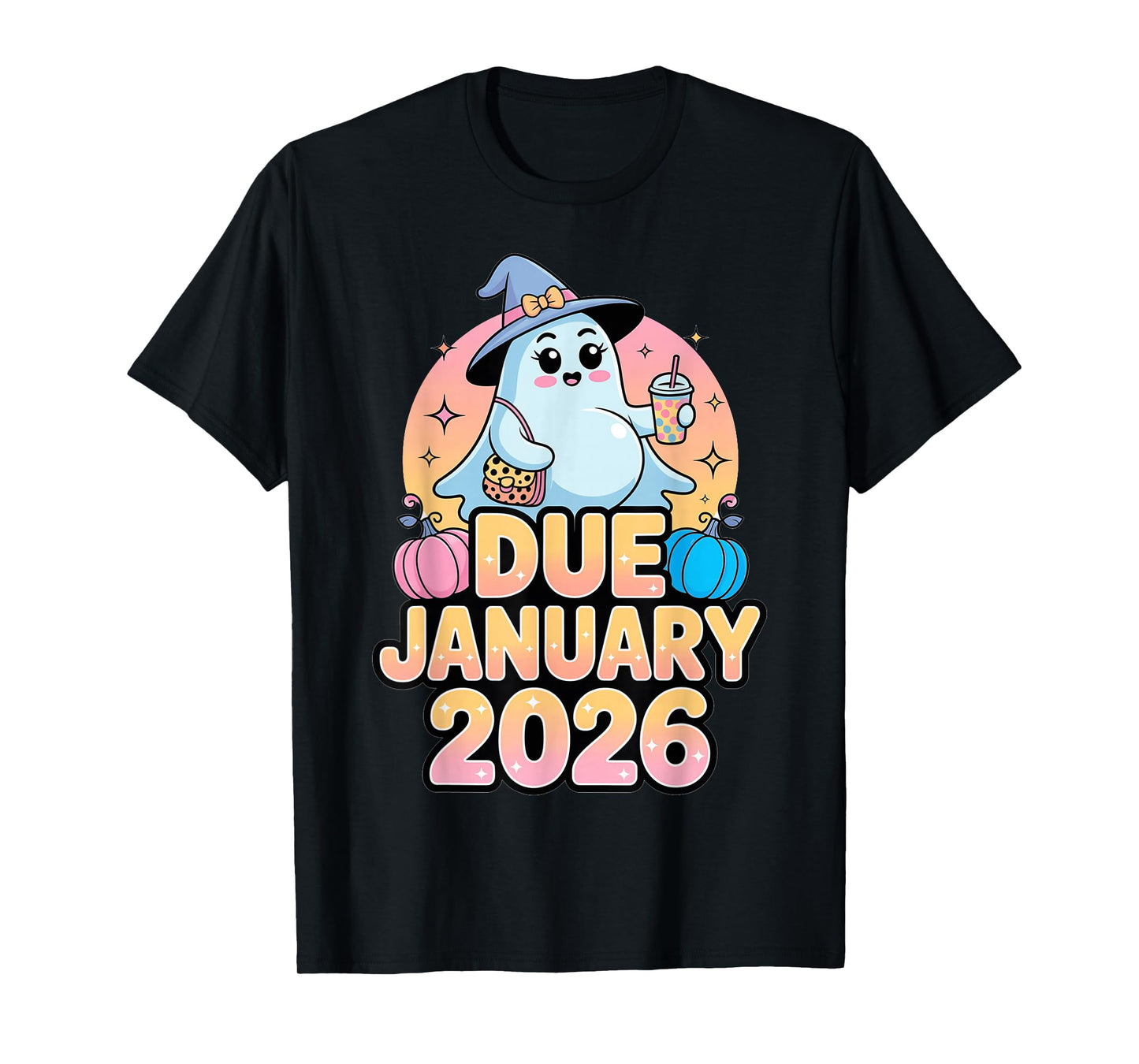 Halloween Pregnant Due January 2026 Mama Ghost Baby Mom T-Shirt