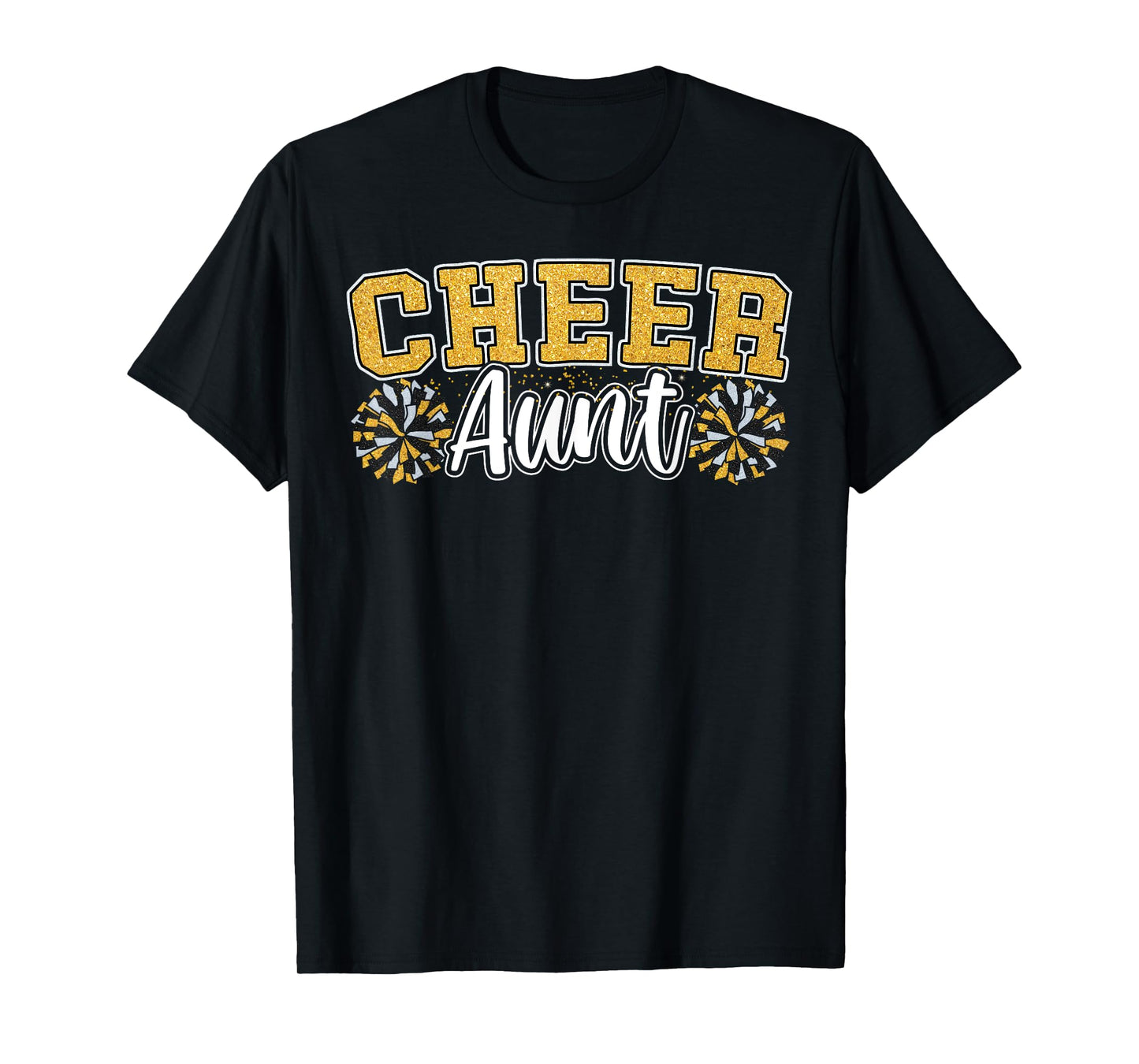Loud Proud Cheer Aunt Team Yellow Pom Poms Cheerleader Women T-Shirt