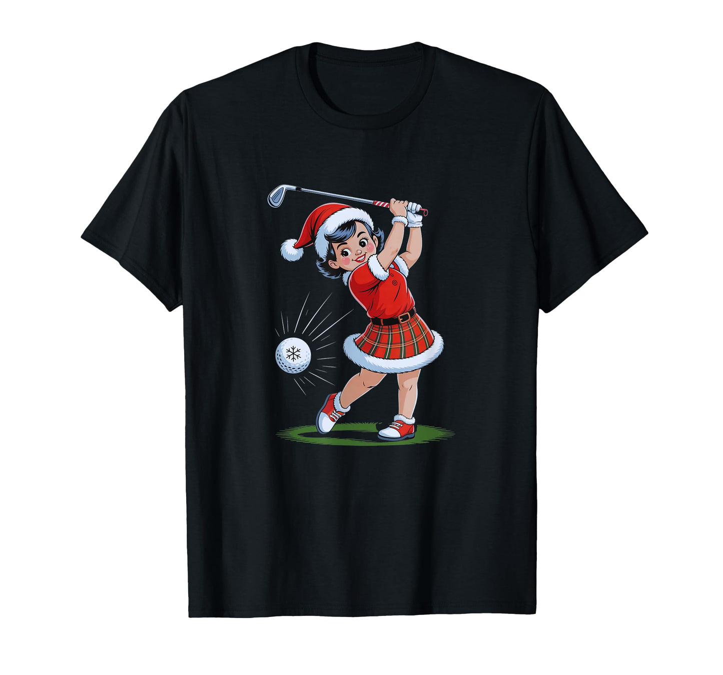 Christmas Golf Vintage Santa Girl Funny Holiday Golfer T-Shirt