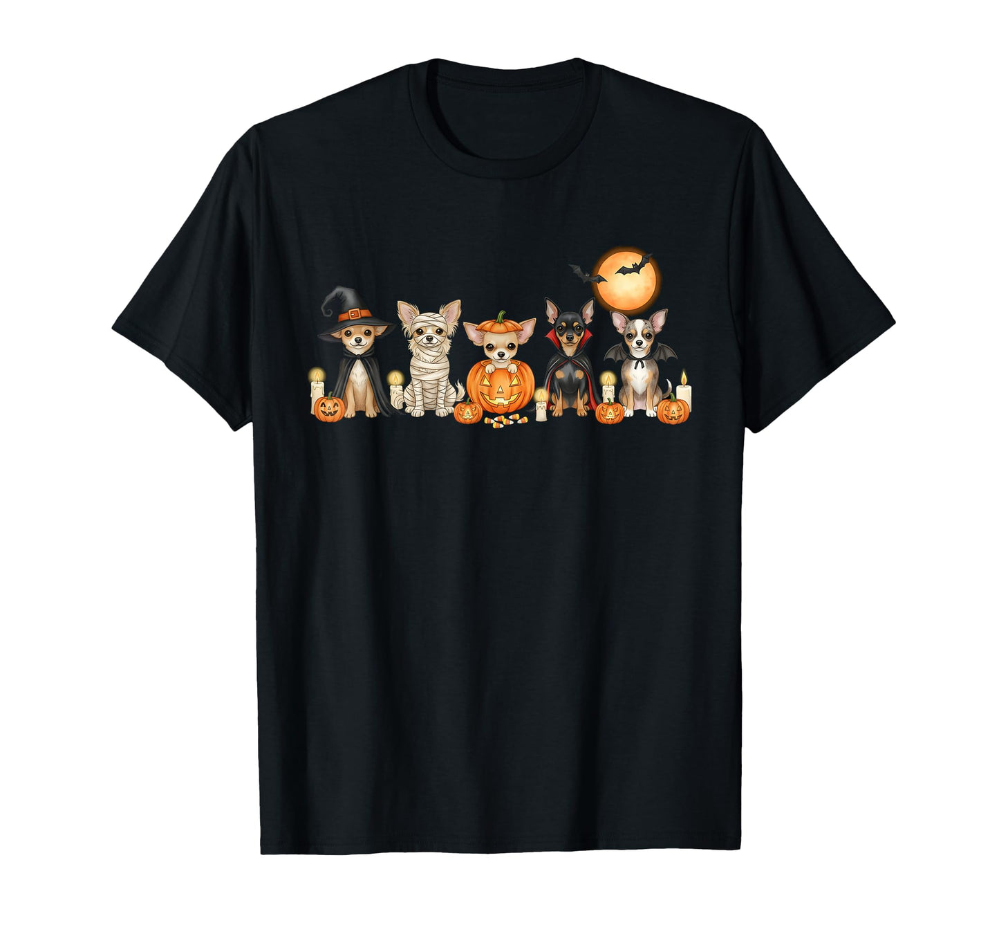 Spooky Chihuahua Dogs Ghost Witch Mummy Chiwawa Costume T-Shirt