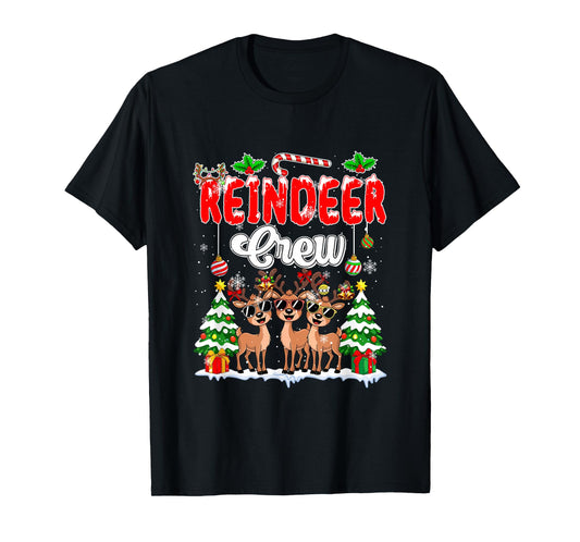Reindeer Crew Three Cute Reindeer Sunglasses Christmas Snow T-Shirt