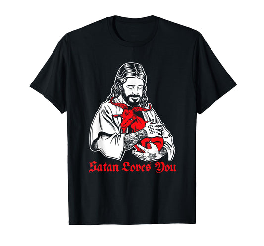 Satan Loves You and Jesus Know it T-Shirt Baphomet