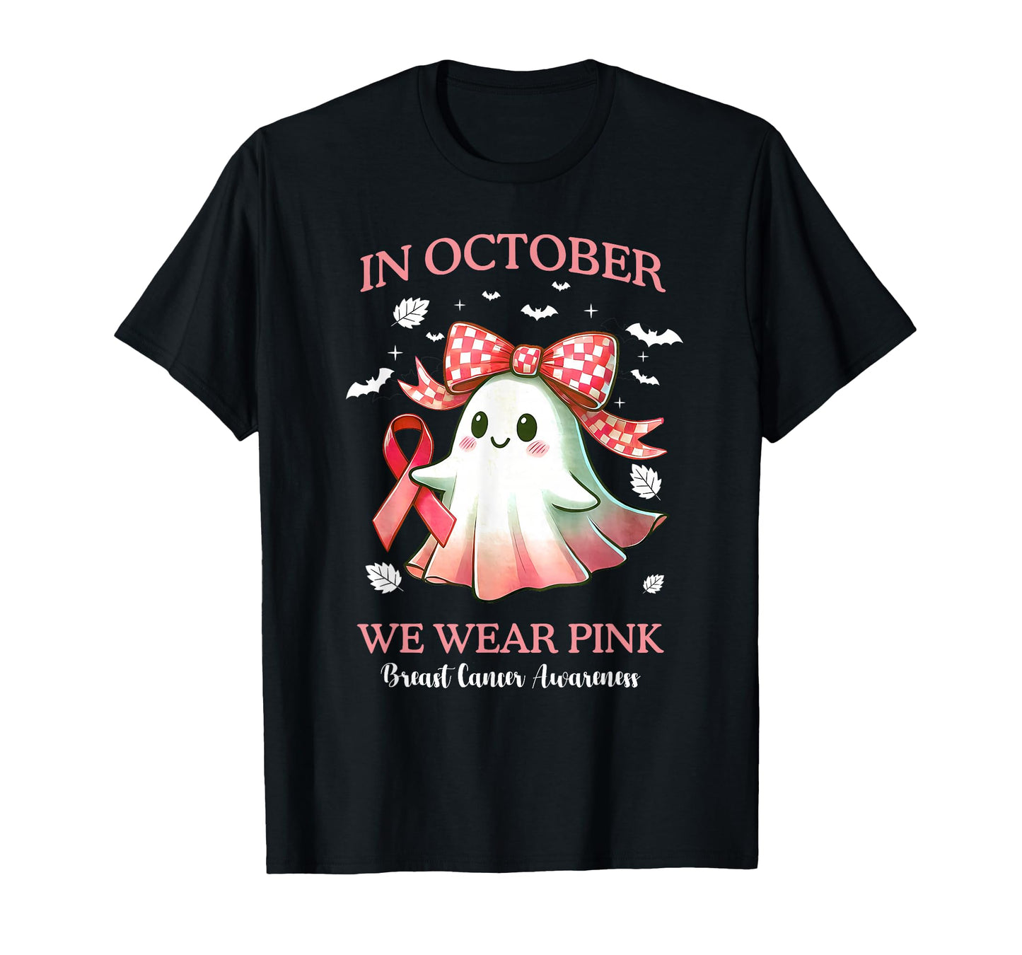 in October We Wear Pink Shirt Ghost Breast Cancer Awareness T-Shirt