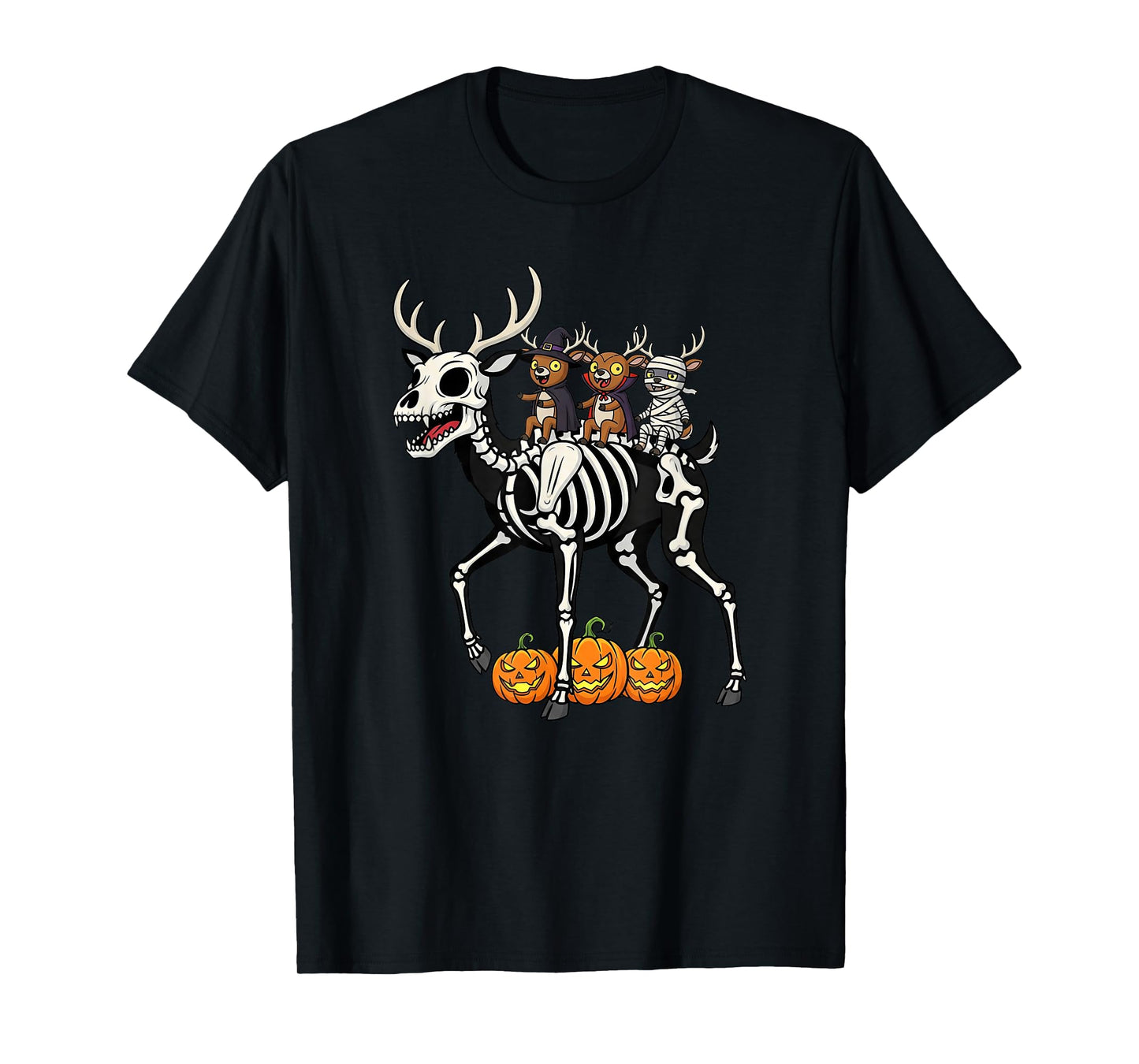 Funny Deer Skeleton Mummy Witch Halloween Kids Mens Womens T-Shirt