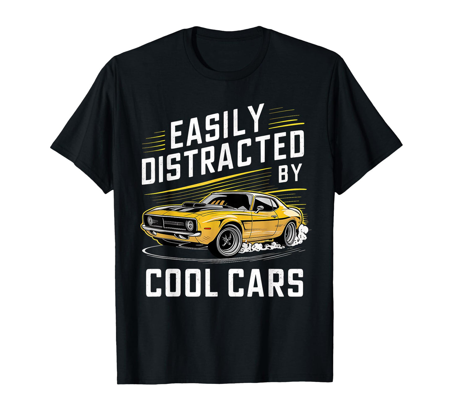 Mens Boys Vintage Muscle Car Easily Distracted by Cool Cars T-Shirt