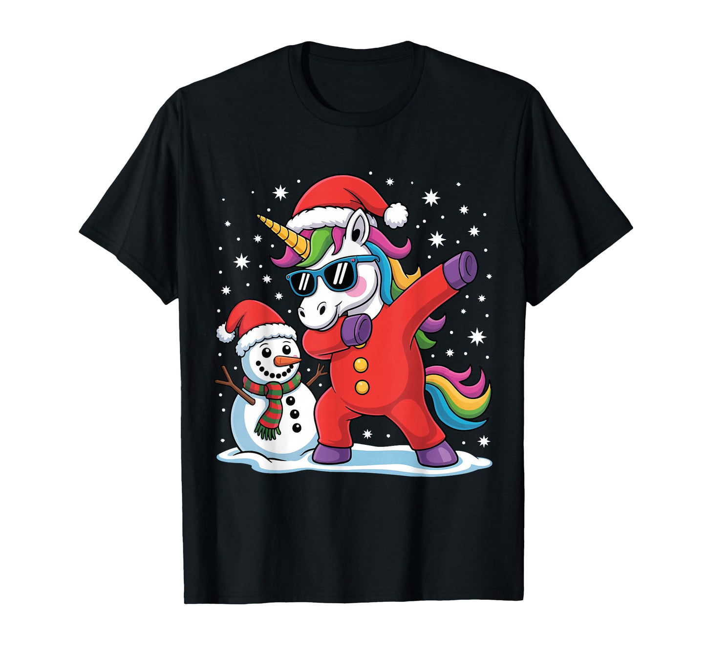Cute Dabbing Unicorn Funny Christmas Snowman Dab Xmas Santa T-Shirt