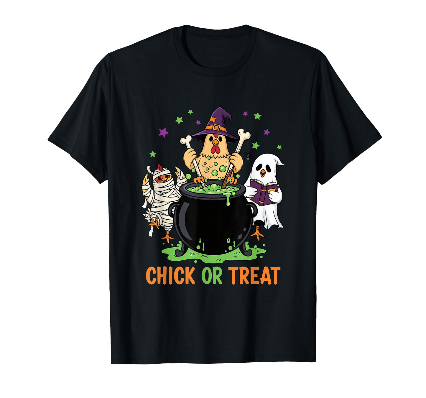 Chick or Treat Chicken Witch Funny Halloween Costume T-Shirt