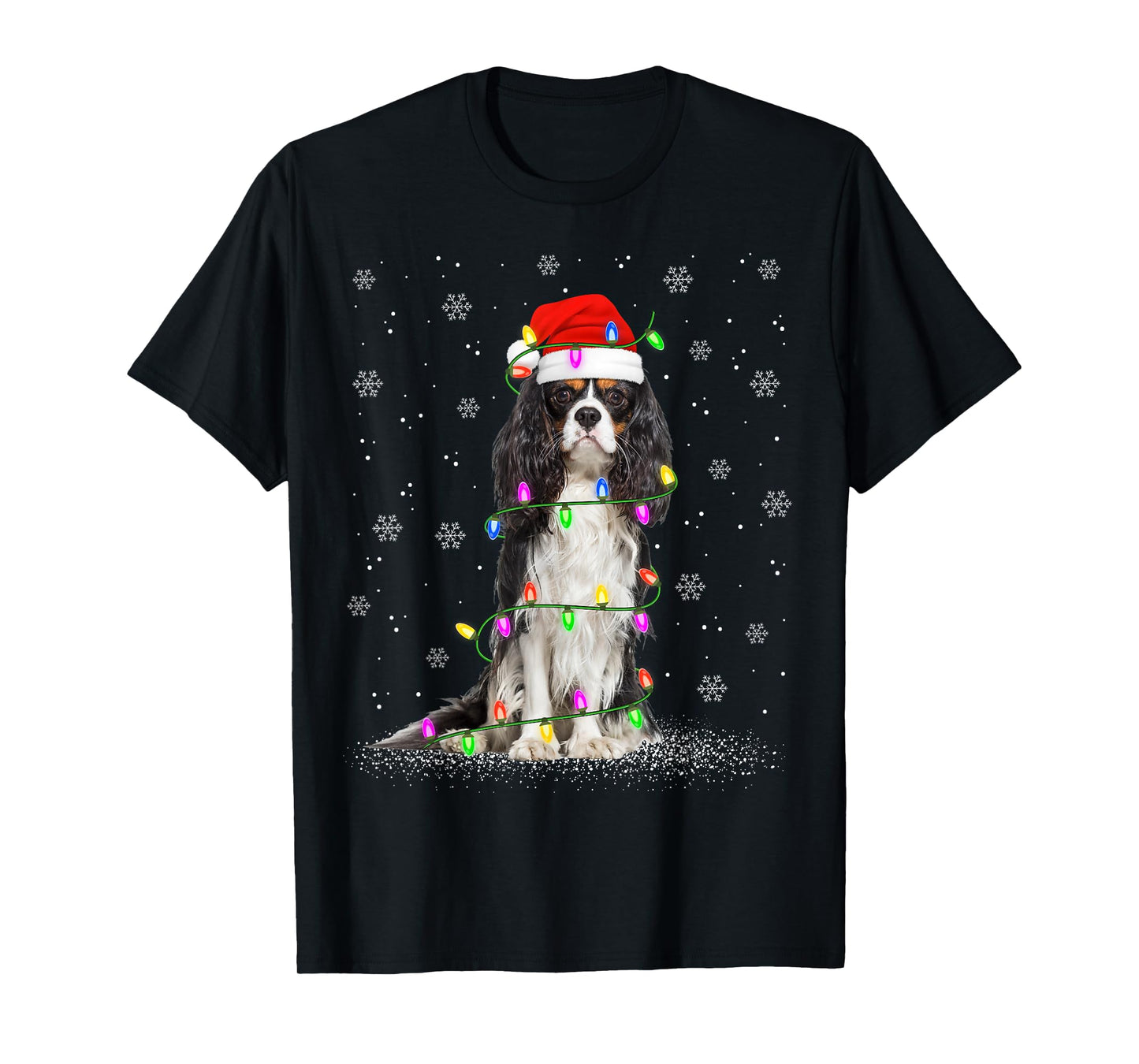 Cavalier King Charles Spaniel Dog Christmas Lights Dog Xmas T-Shirt