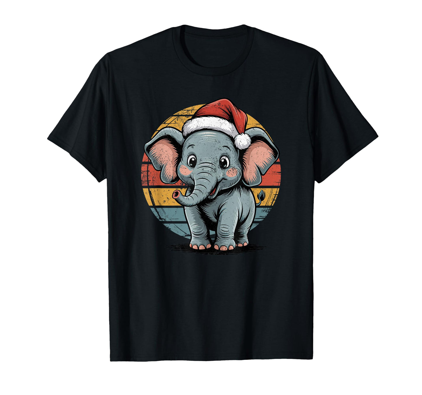 Elephant Santa Hat Christmas Vintage Animal Lovers Holiday T-Shirt