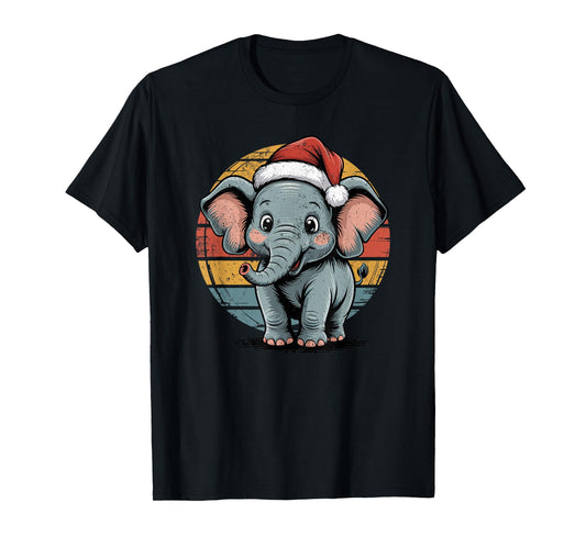 Elephant Santa Hat Christmas Vintage Animal Lovers Holiday T-Shirt
