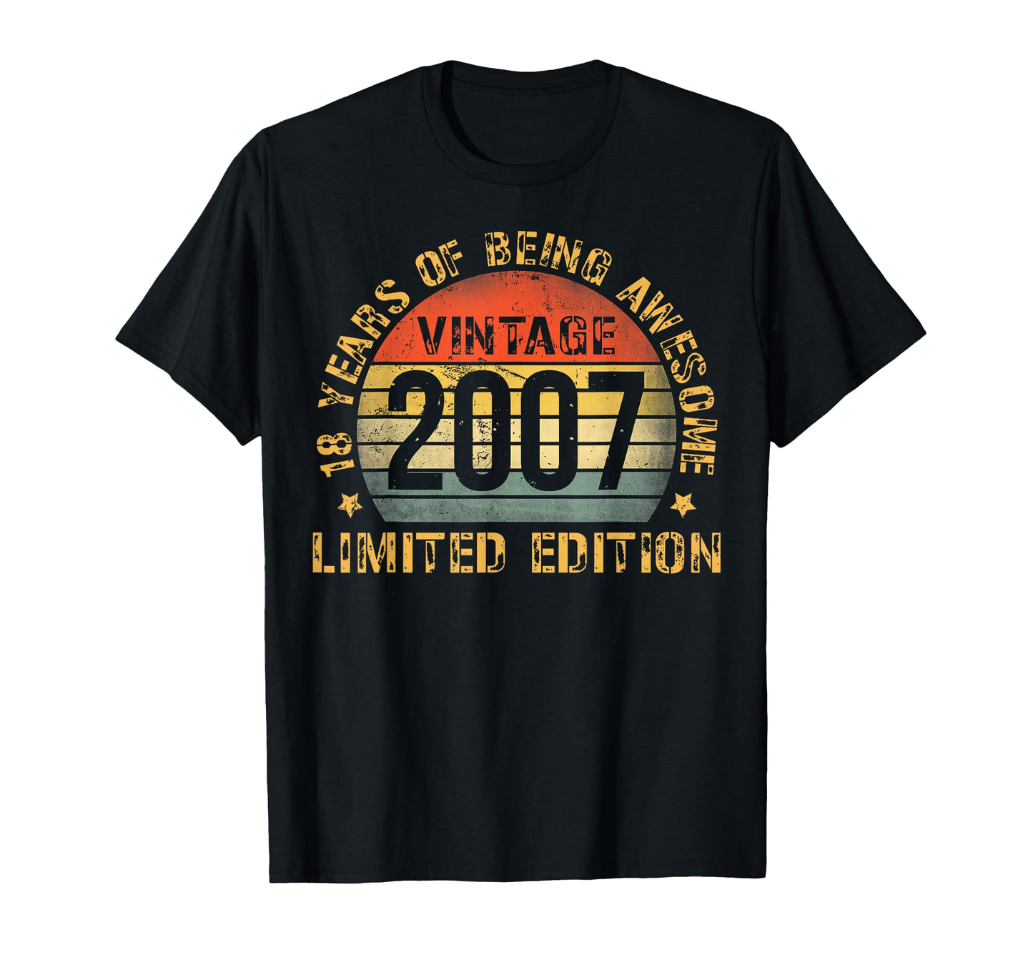 18 Year Old BDay Decorations Men Boy 18yr 2007 18th Birthday T-Shirt