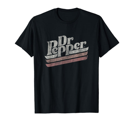 Dr. Pepper Distressed Stripe Vintage Diagonal Soda Label T-Shirt