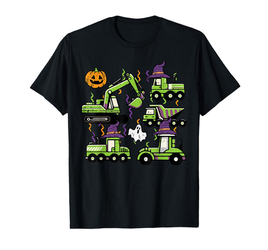 Halloween Construction Excavator Trucks Costume Boys Kids T-Shirt