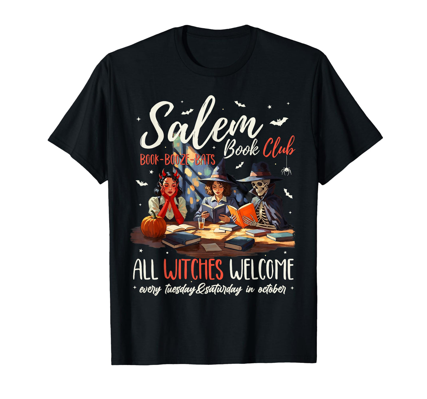 Vintage Salem Book Club Witchy Witch Spooky Season Halloween T-Shirt