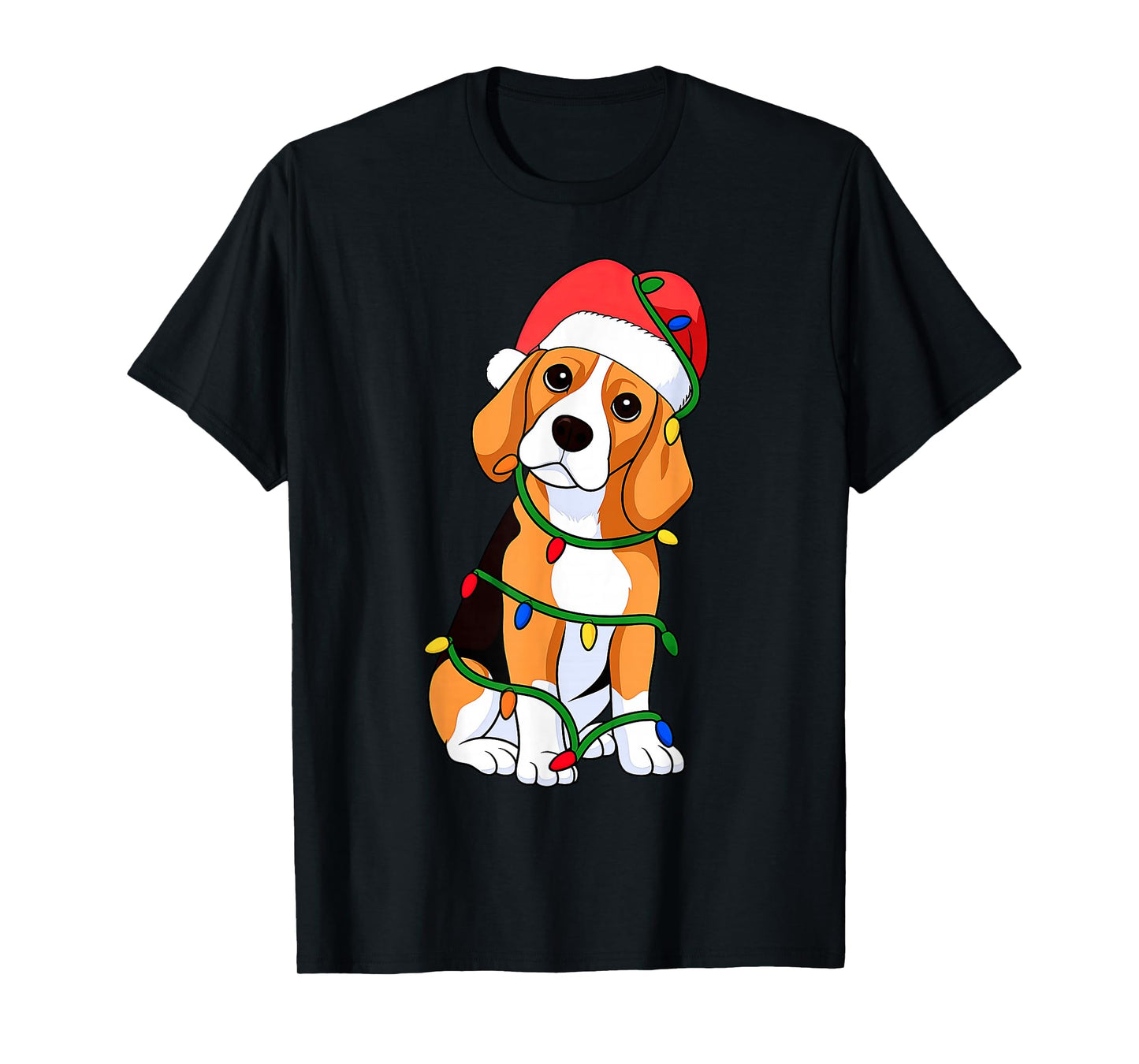 Beagle Christmas Tree Lights Holiday Dog Lover T-Shirt