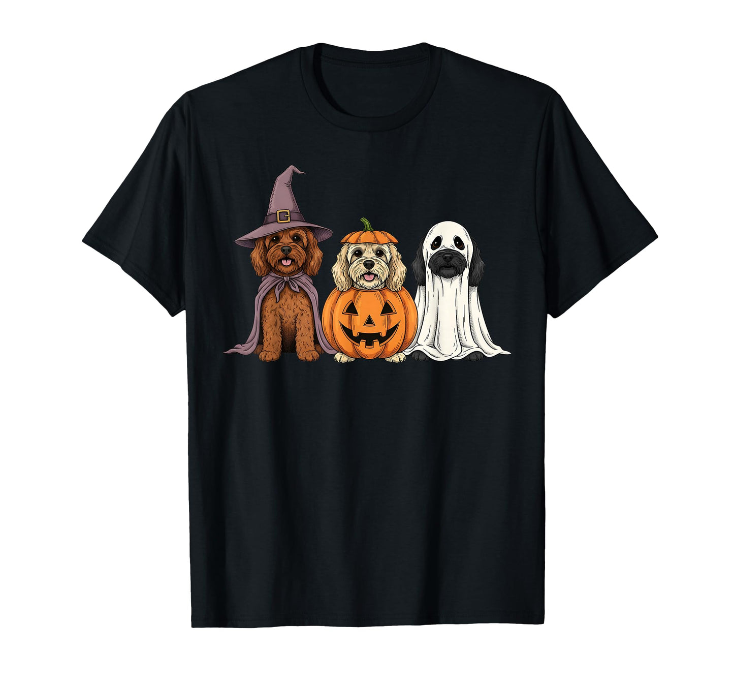 Spooky Ghost Cockapoo Pumpkin Halloween Doodle Dog Lover T-Shirt