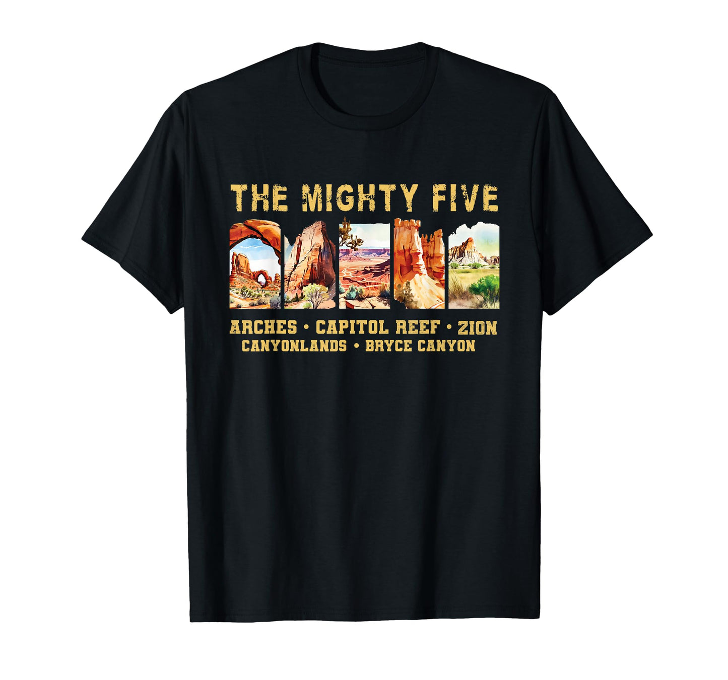 Vintage Moab Souvenir Big 5 Utah Mighty Five National Park T-Shirt