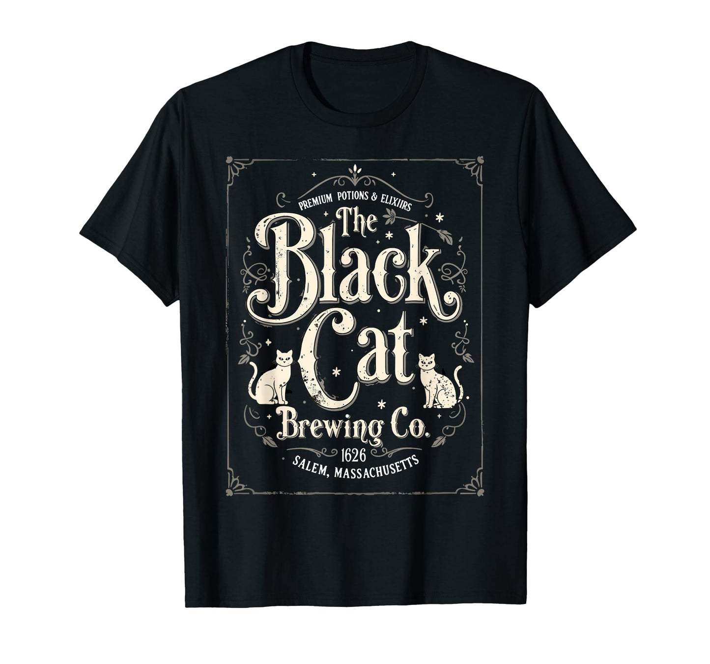 The Black Cat Brewing Co Salem Halloween Cat Lover Cats Joke T-Shirt