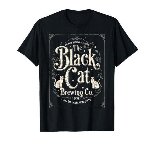 The Black Cat Brewing Co Salem Halloween Cat Lover Cats Joke T-Shirt