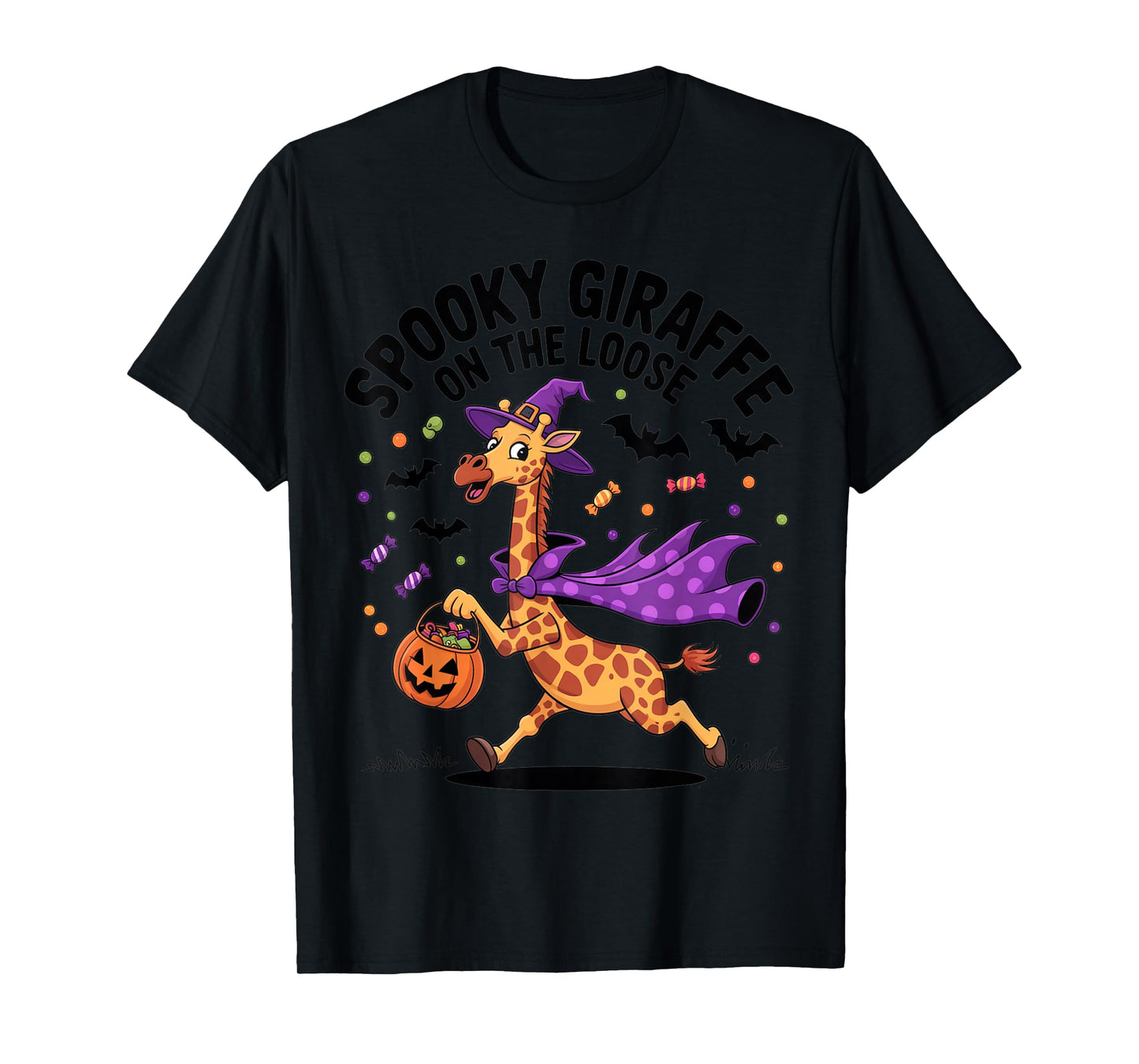 Spooky Giraffe On The Loose Funny Halloween Costume T-Shirt