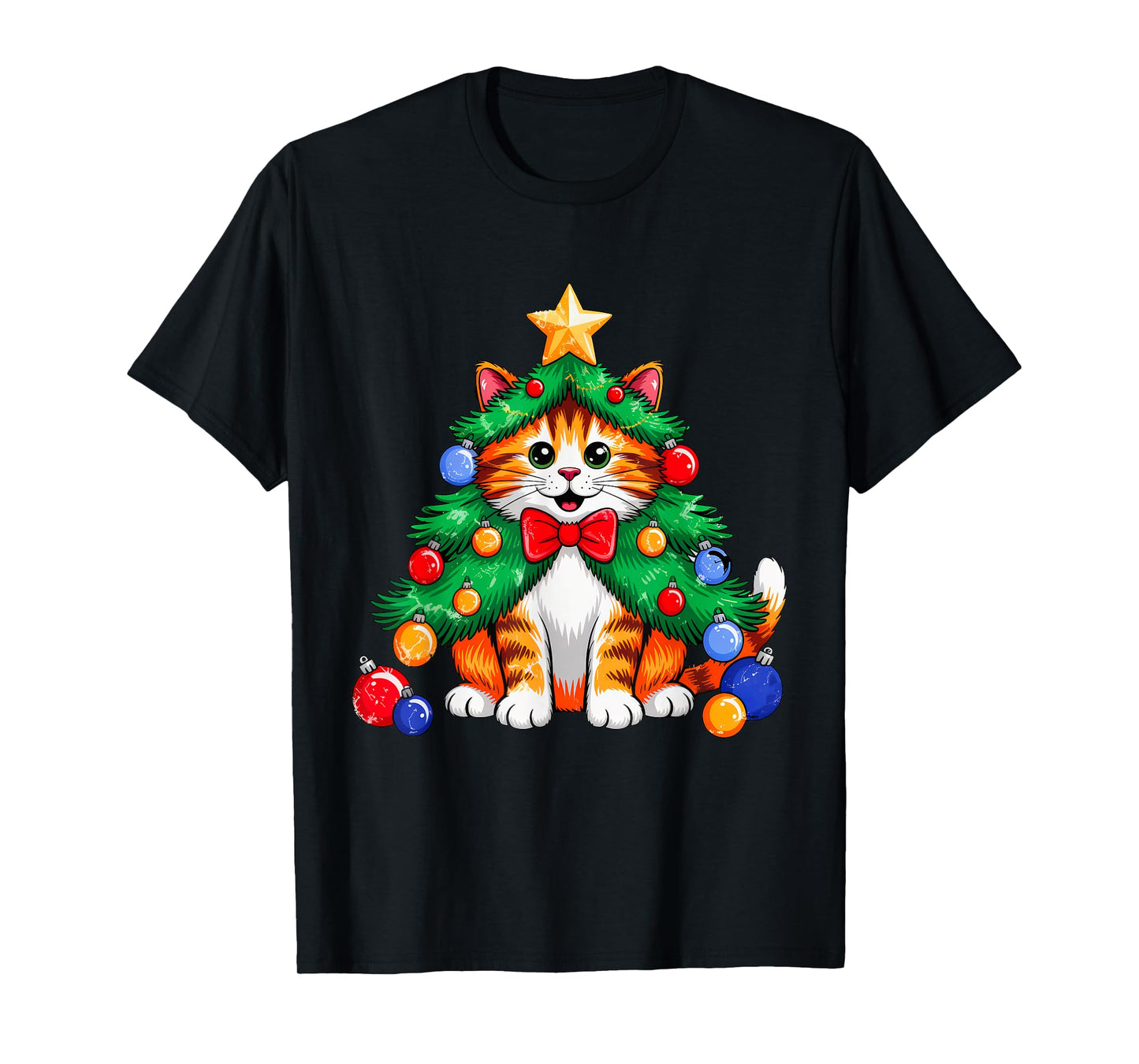 Ginger Cat Christmas Tree Cute Xmas Girls Kids Toddler Women T-Shirt