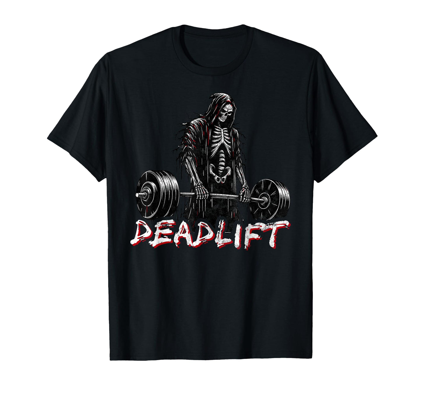 Deadlift Skeleton Halloween Gym Jokes Weightlifting Workout T-Shirt