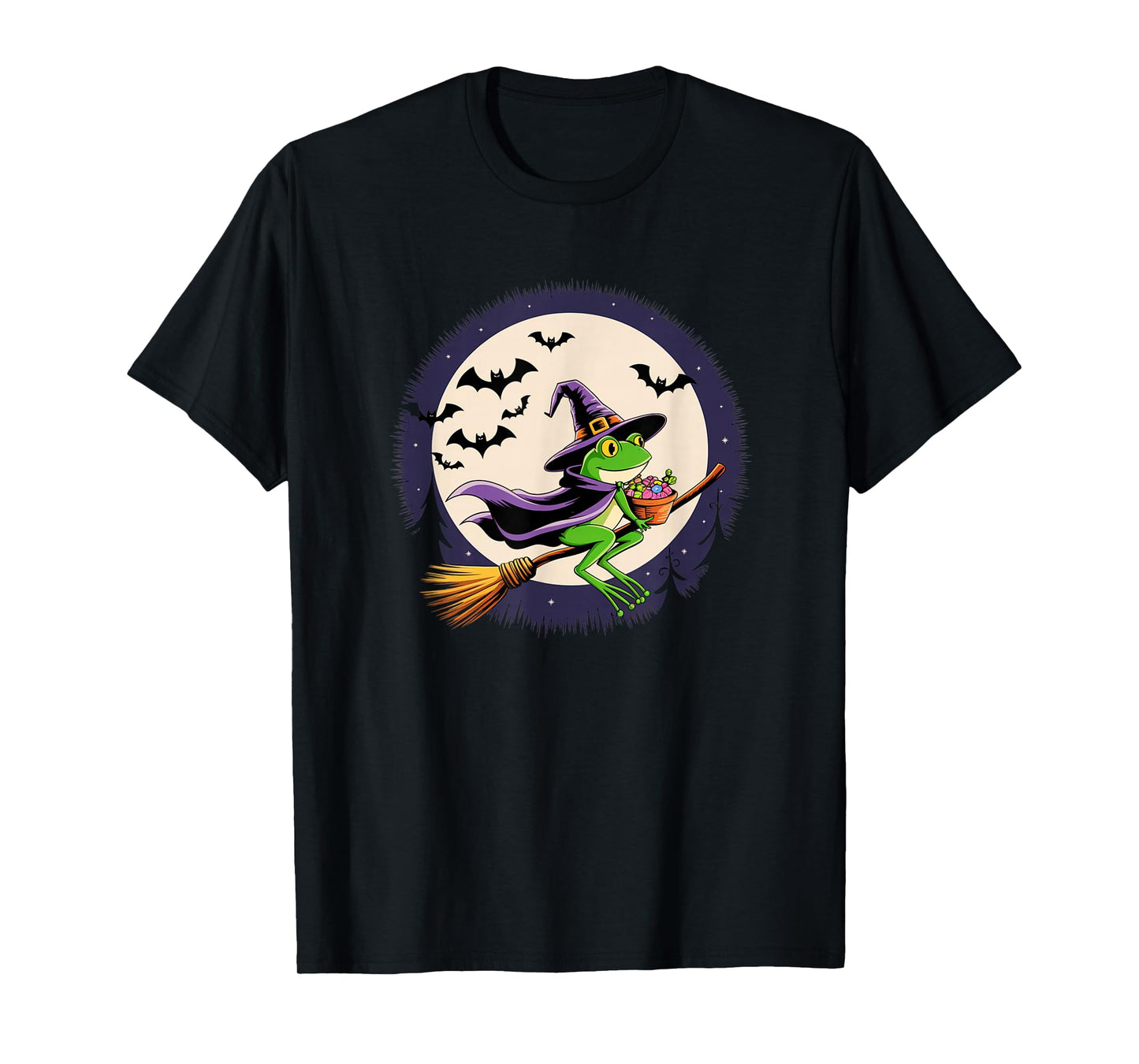 Frog Witch Hat Pumpkin Halloween Costume Men Women Kids T-Shirt