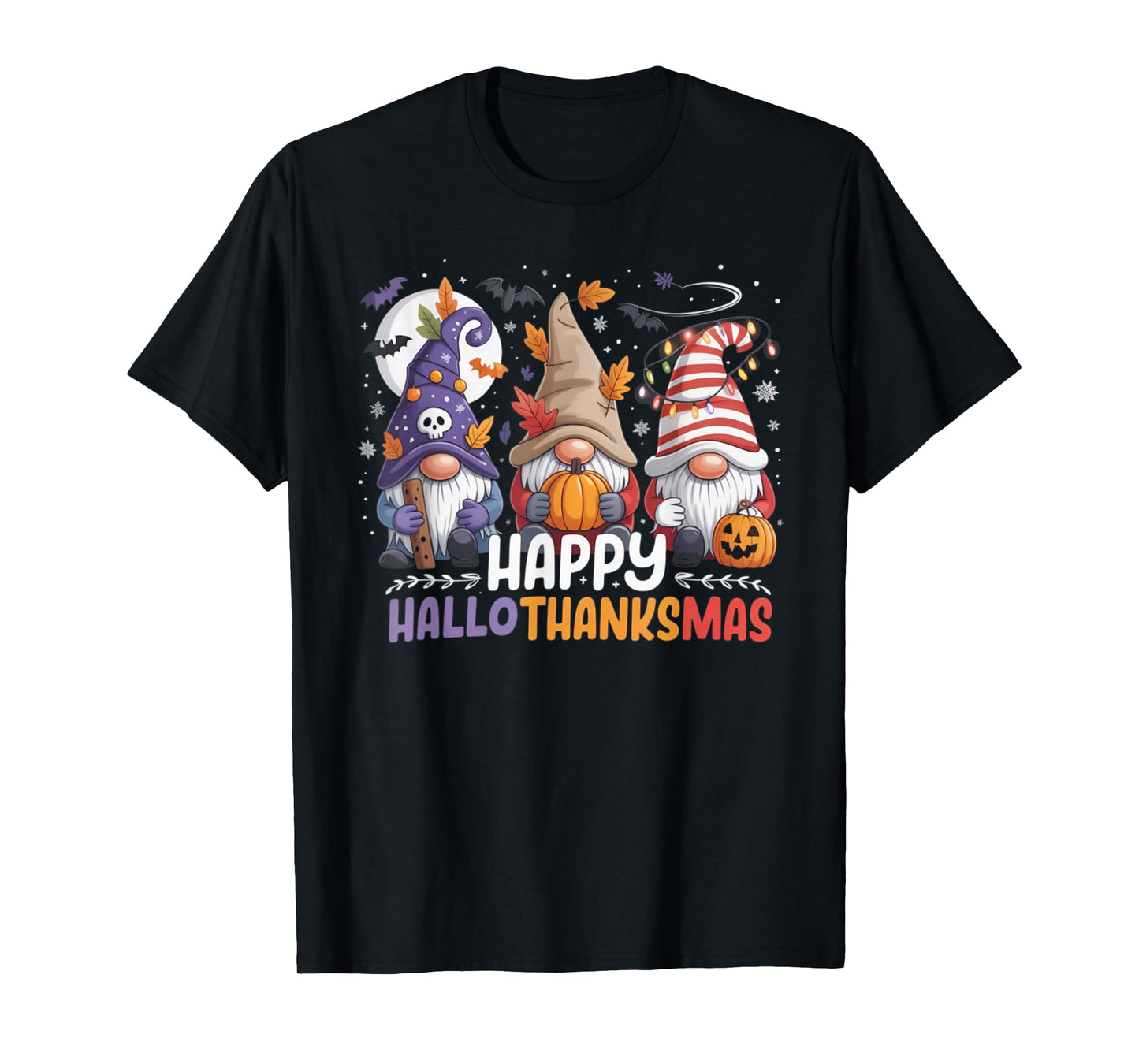 HalloThanksMas Gnomes Halloween Thanksgiving T-Shirt