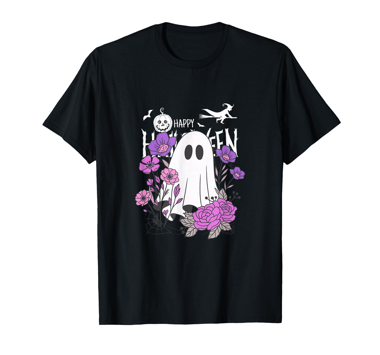 Spooky Season Cute Ghost Halloween Flowers T-Shirt