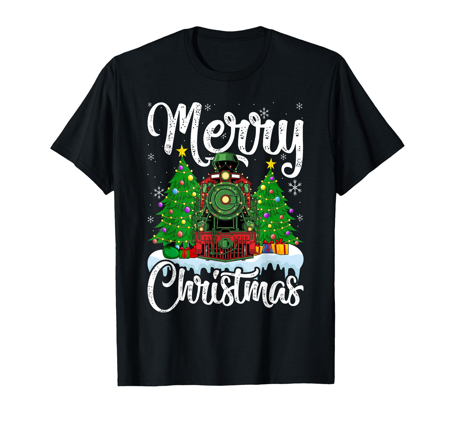 Funny Lover Xmas Lighting Santa Train Christmas T-Shirt