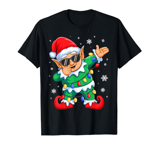 Dabbing Elf Christmas Boys Girls Kids Funny Xmas Squad T-Shirt