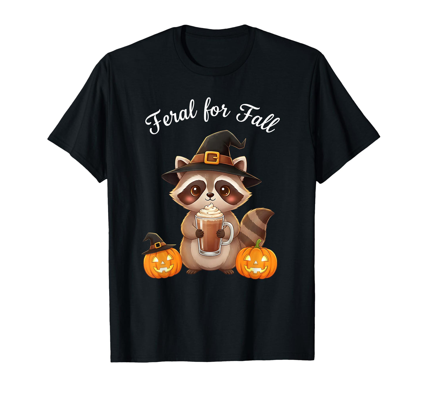 Feral for Fall Cute Raccoon Pumpkin Spice Autumn Halloween T-Shirt