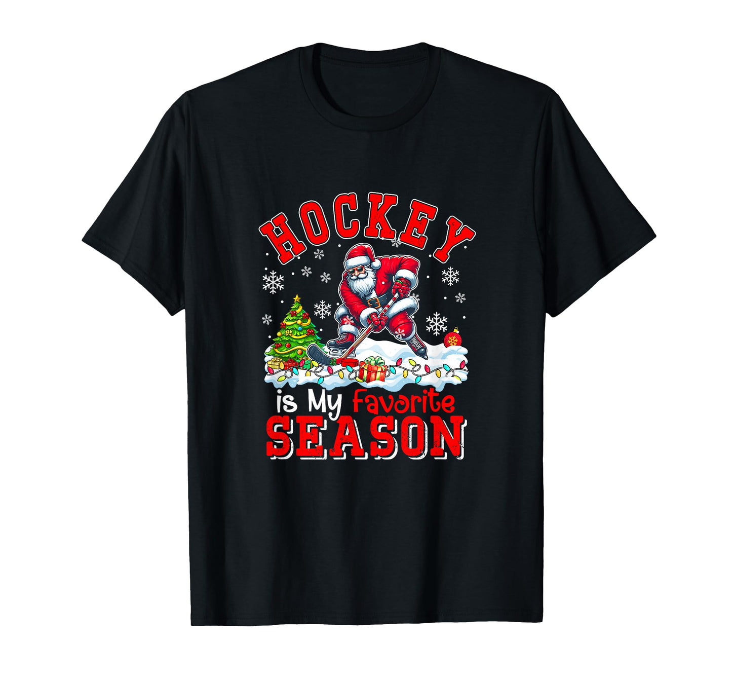 Hockey is Favorite Season Costume Player Christmas Santa T-Shirt