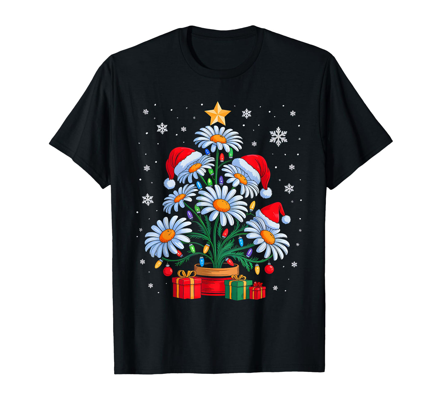 Santa Daisy Christmas Tree Xmas Lights Santa Daisy Women T-Shirt