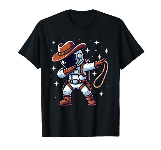 Dabbing Astronaut Cowboy Space Halloween Costume Men Kids T-Shirt