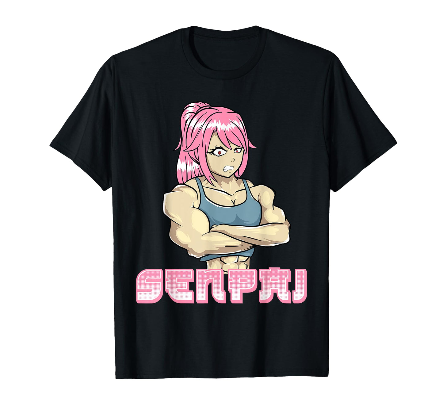 Senpai Muscle Muscular Girl Gym Workout Manga Japanese Anime T-Shirt