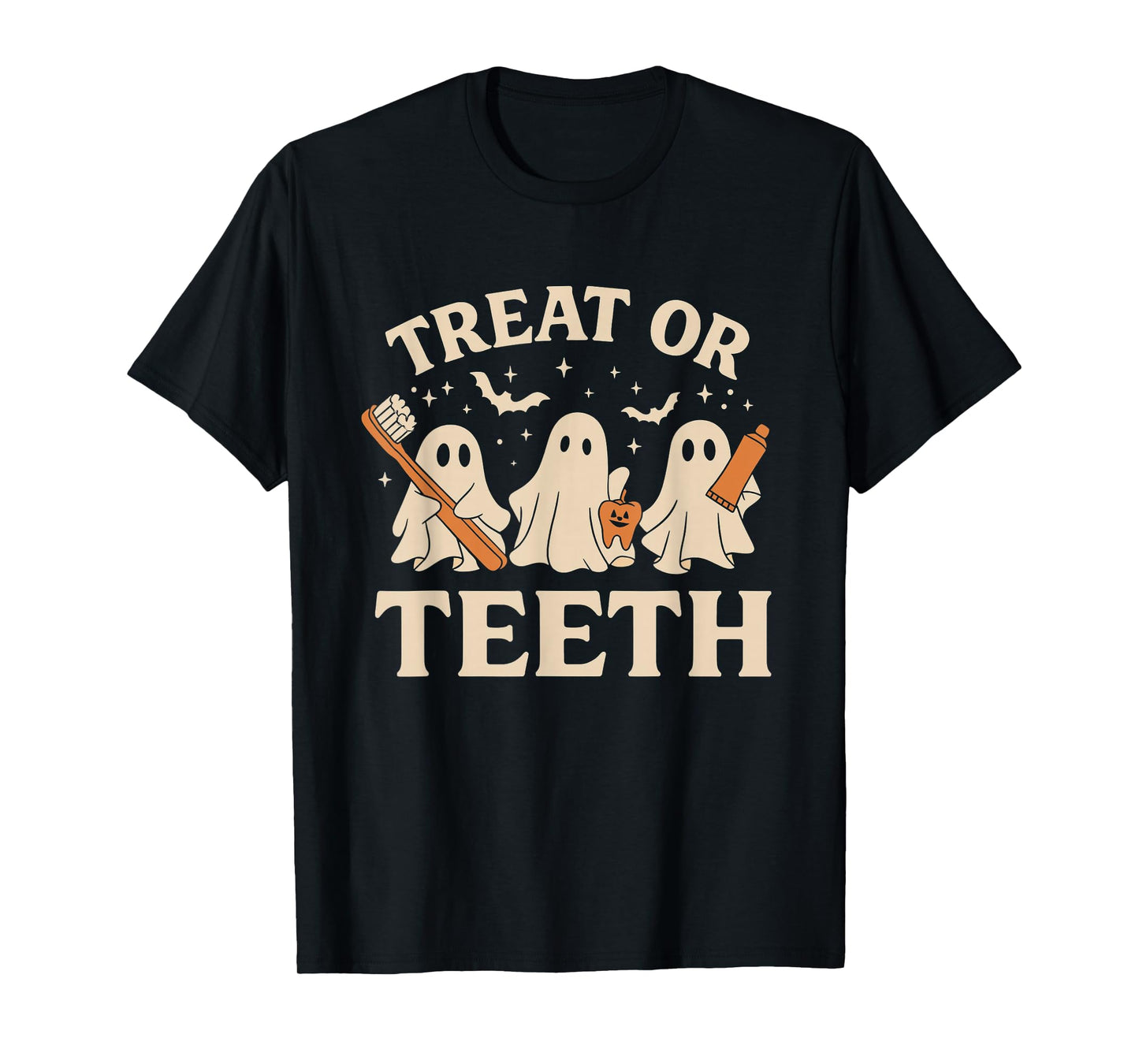 Trick Or Teeth Funny Dental Halloween Dentist Crew Costume T-Shirt