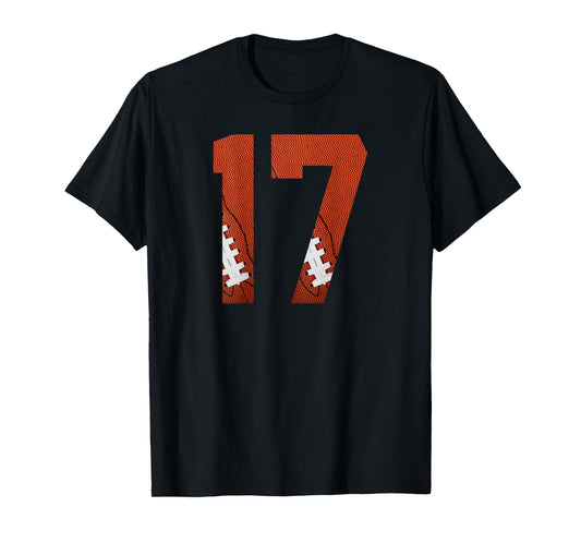 Number 17 BACKSIDE - American Football Jersey Numbered T-Shirt