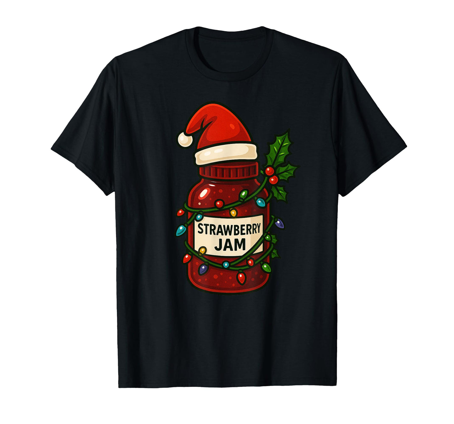 Strawberry Jam Merry Christmas Santa Hat Xmas Boys Girls Kid T-Shirt