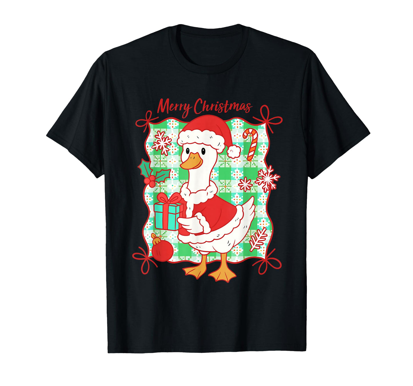 Goose Merry Christmas Santa Hat Xmas Family Pajama Men Women T-Shirt