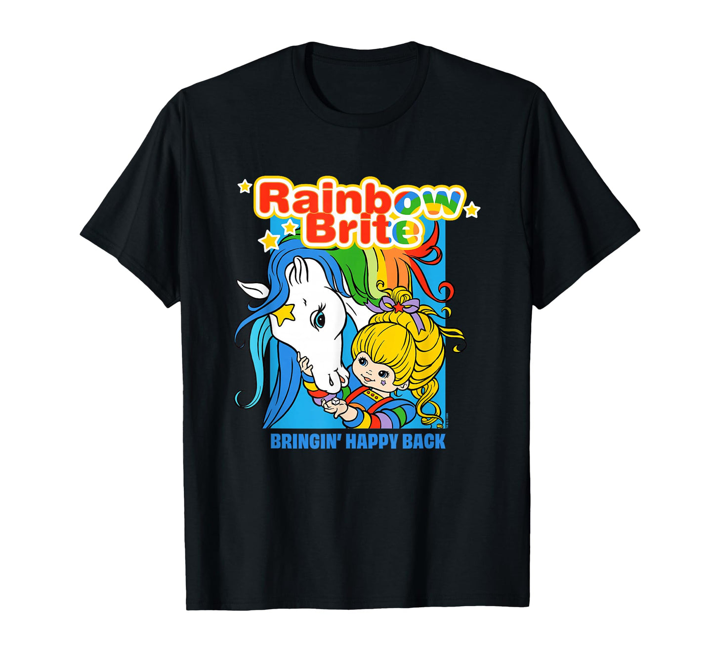 Rainbow Brite Bringin' Happy Back Colorful Retro Chest Logo T-Shirt
