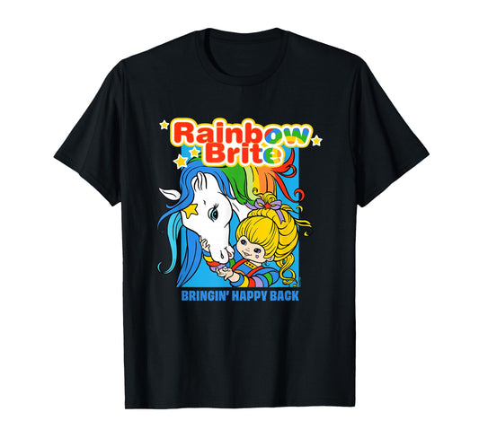 Rainbow Brite Bringin' Happy Back Colorful Retro Chest Logo T-Shirt