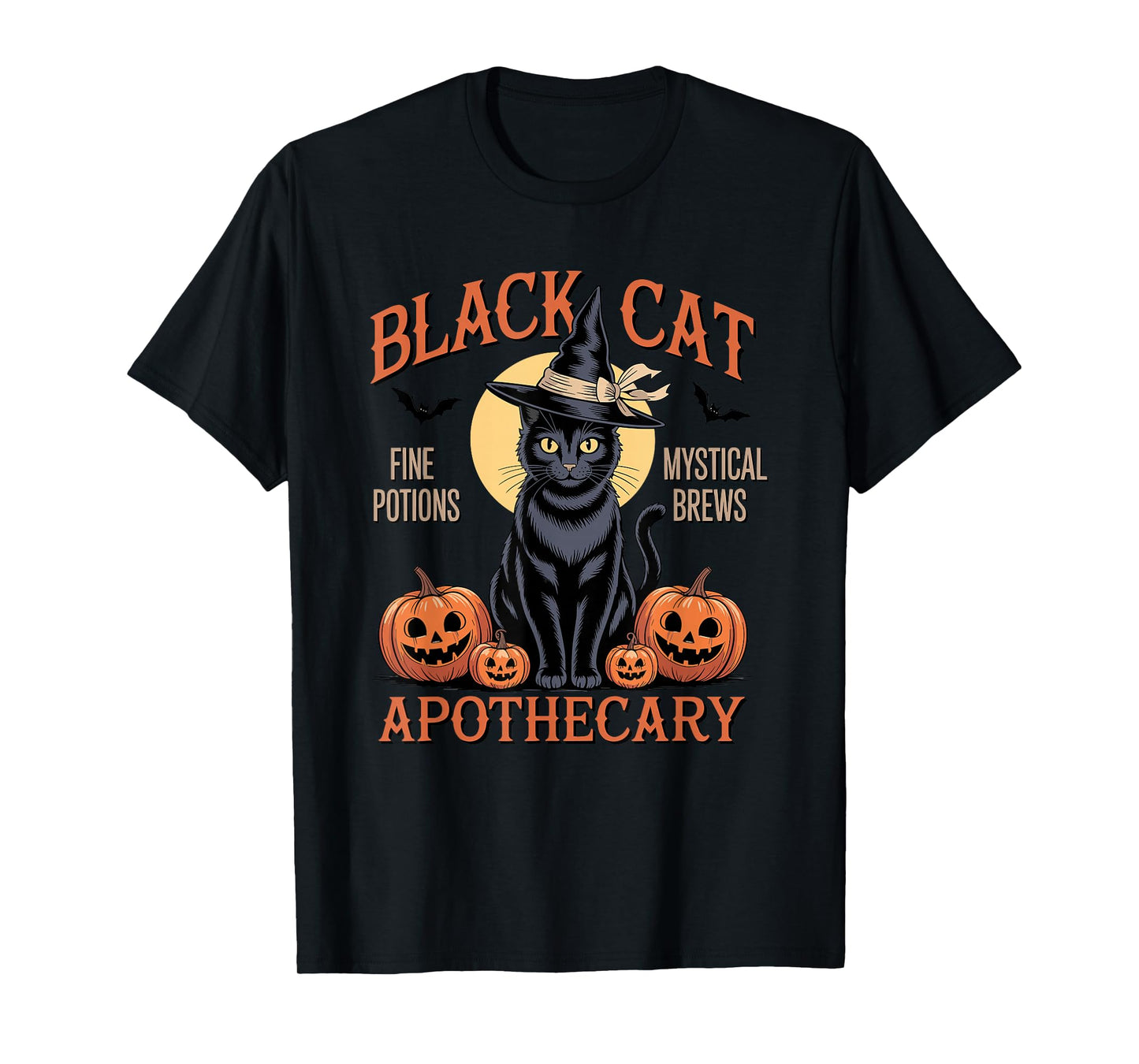 Retro Halloween Black Cat Salem Apothecary T-Shirt