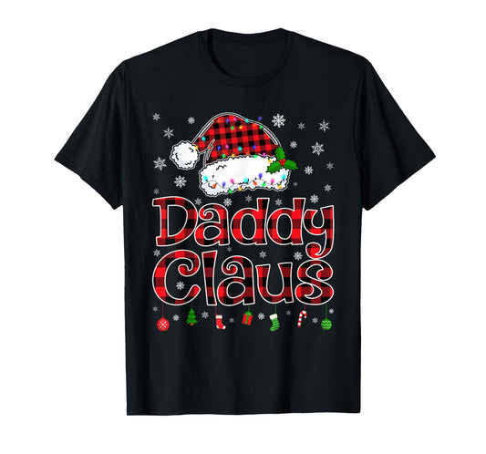 Daddy Claus Christmas Lights Xmas Pajama Matching Family T-Shirt