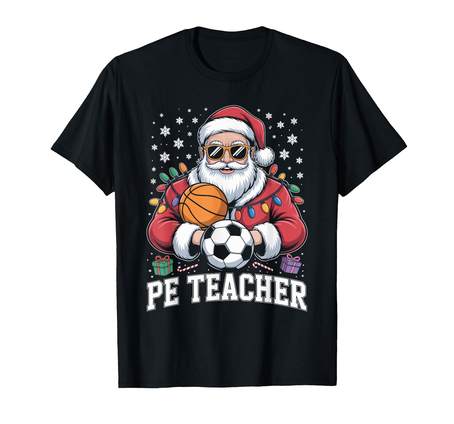 PE Teacher Christmas Santa Physical Education Xmas T-Shirt