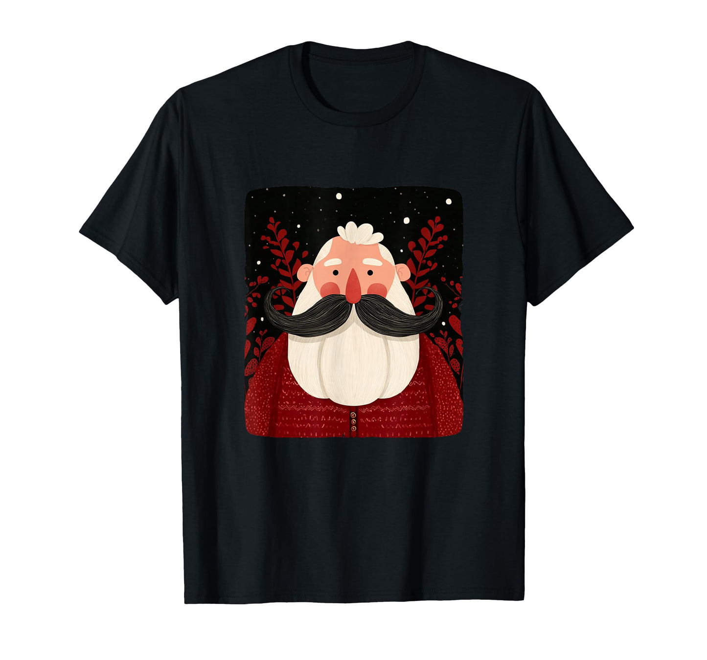 Cool Festive Mustache Beard with Santa Claus Costume T-Shirt