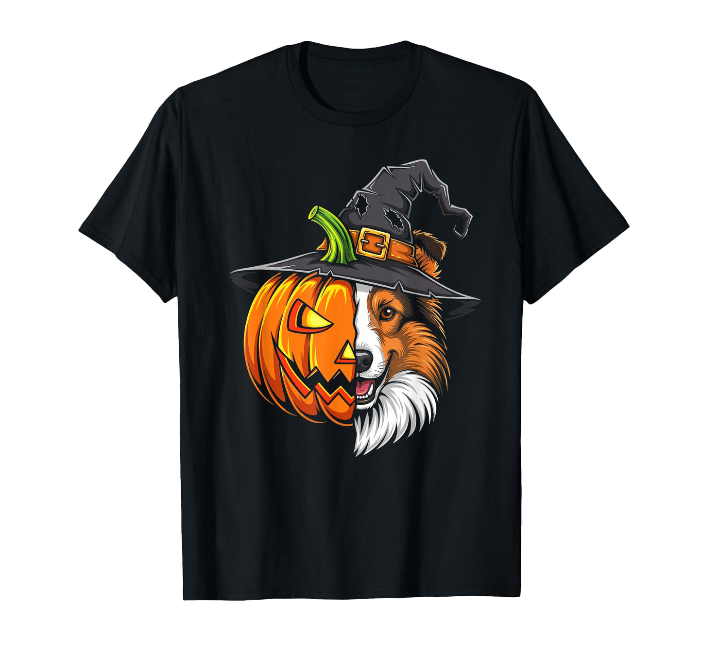 Shetland Sheepdog Pumpkin Jack O Lantern Halloween Kids Mens T-Shirt