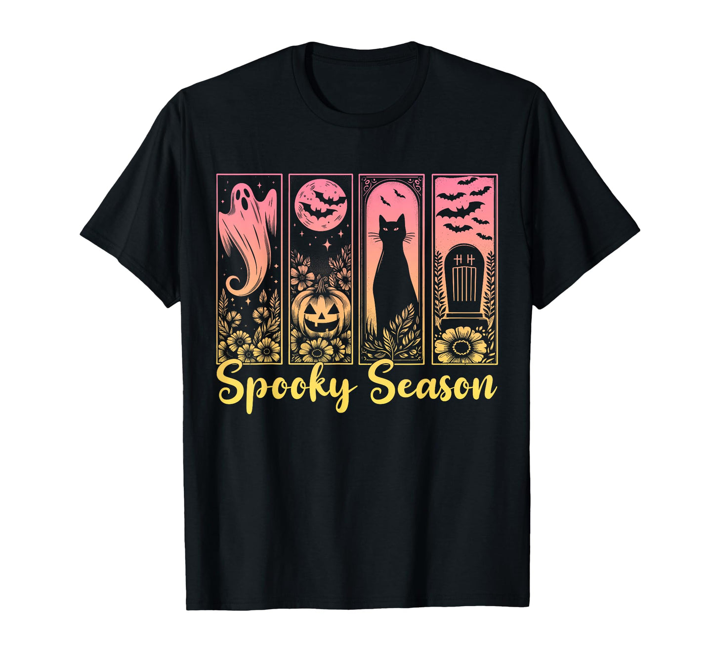 Halloween Spooky Season Horror Cat Vintage Halloween Ghost T-Shirt
