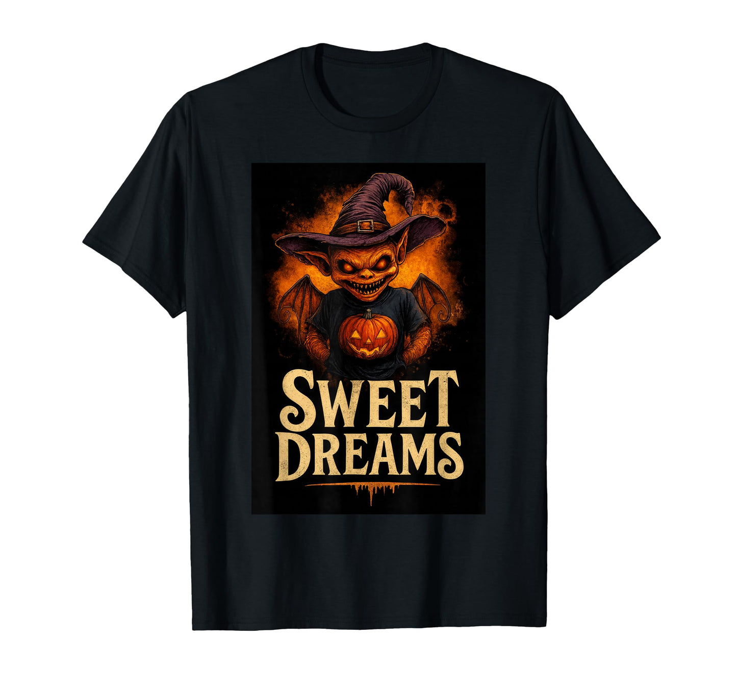 Sweet Dreams Creepy Halloween Goblin Pumpkin Witch daagath T-Shirt
